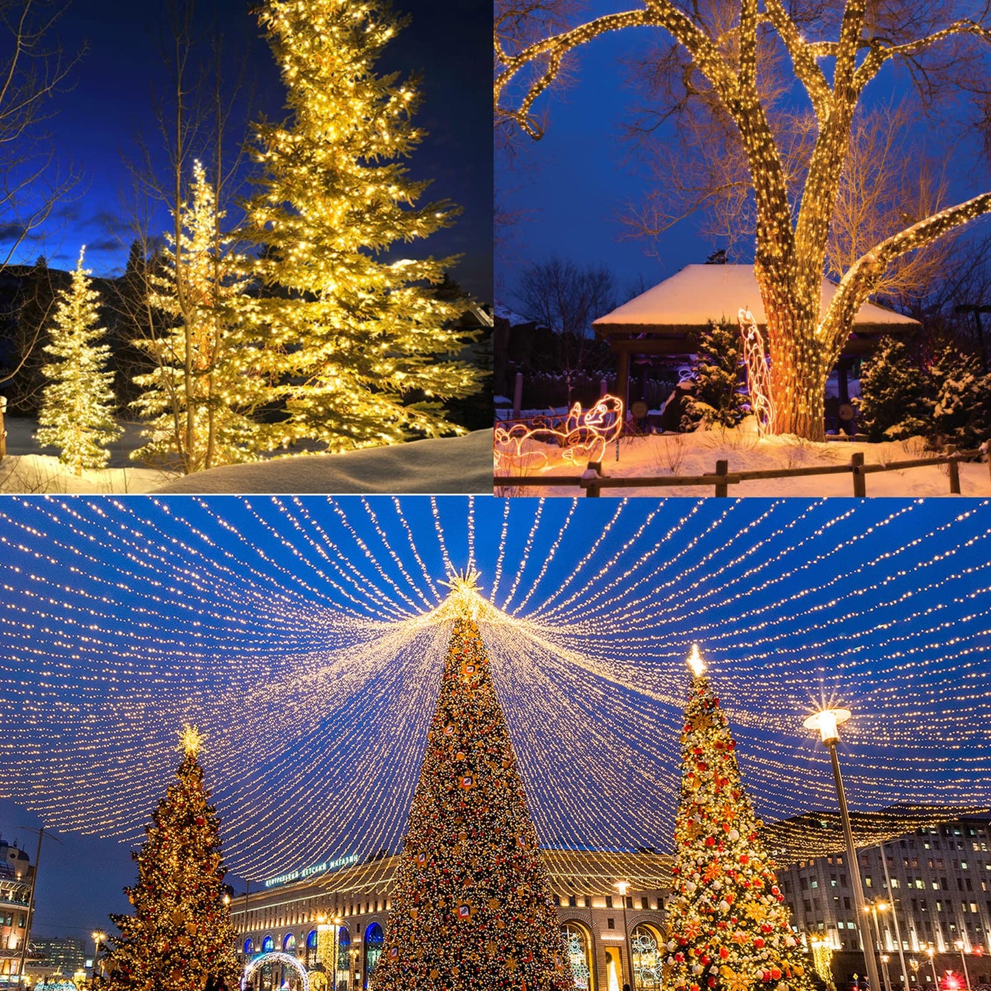 175Ft Christmas Lights Outdoor, 500 LED Christmas String Lights with 8 Modes, Timer, Waterproof Fairy Twinkle Light for Party, Garden, Patio Home Weddings Holiday Xmas Tree Decorations (Warm White)