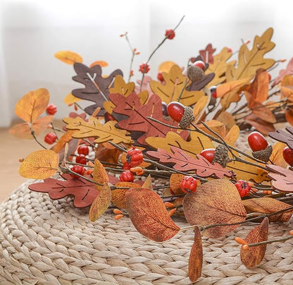 YNYLCHMX 18" Fall Wreaths for Front Door, Artificial Autumn Wreath, Fall Door Wreath with Eucalyptus Leaves and Berries for Home Porch Window Wall Farmhouse Decor, Indoor Outdoor, Holiday Decor