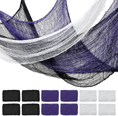 ZeeDix 12 Pack Halloween Creepy Cloth 30 x 75 Inch Halloween Decoration Spooky Scary Gauze Cloth Creepy Cheesecloth for Party Supplies Outdoor Yard Home Wall Doorways(3colors)