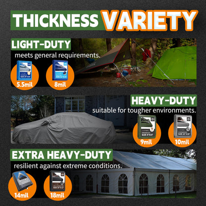 RAINDEWAY 10x12 Feet Tarps Heavy Duty Waterproof,10Mil Thick Multipurpose Poly Tarp Cover with Metal Grommets and Reinforced Edges,Silver/Brown Tarp