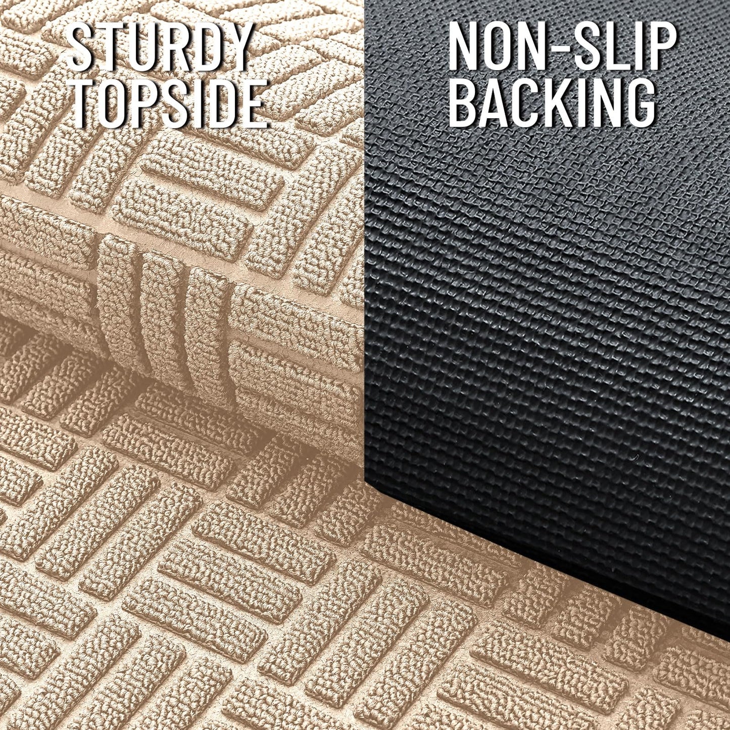 OLANLY Front Door Mat Outside Entrance 29.5x17, Absorbent, Heavy Duty Sturdy Natural Rubber Doormat Indoor Outdoor, Non-Slip, Stain and Fade Resistant, Low Profile Floor Mat for Entryway, Latte White