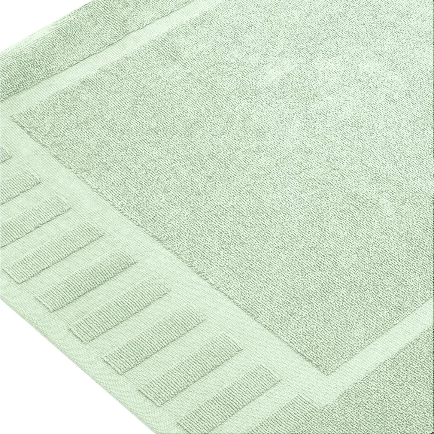 White Classic Luxury Bath Mat Floor Towel Set - Absorbent Cotton Hotel Spa Shower/Bathtub Mats [Not a Bathroom Rug] 22"x34" | 2 Pack | Green