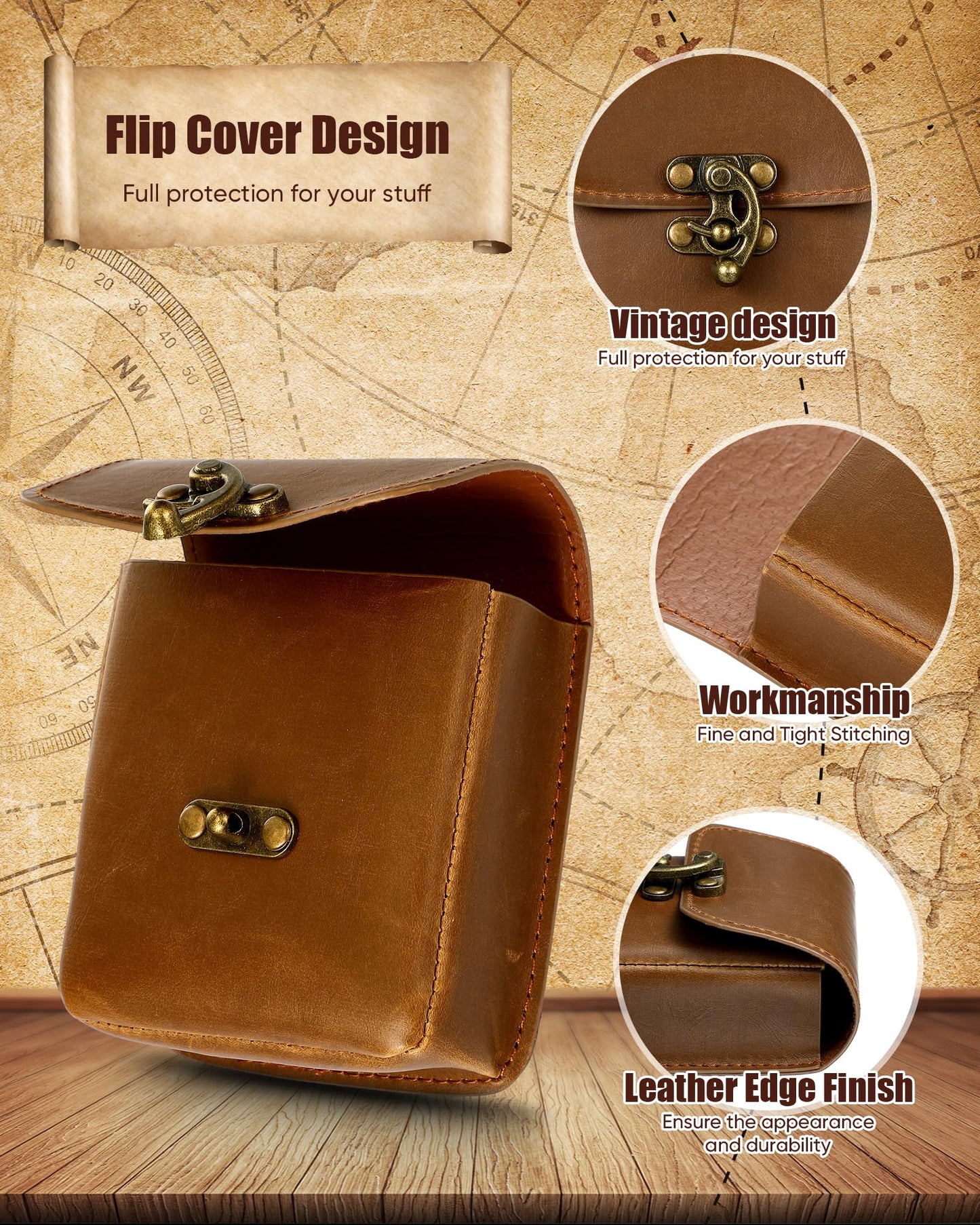 Silkfly Medieval Vintage Belt Pouch Leather Waist Bag Renaissance Accessories Steampunk Waist Fanny Pack for Casual Hiking (Brown,3.98 x 3.98 x 1.5 Inch)