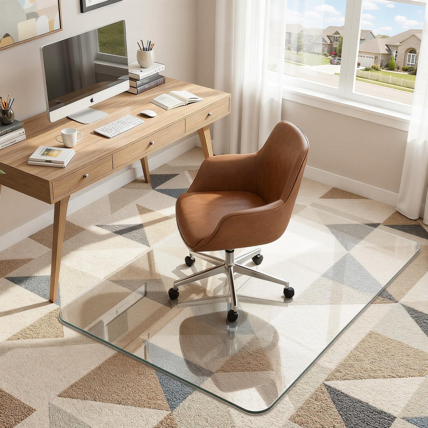 Antok Tempered Glass Chair Mat, 36"x48" Office Chair Mat for Carpet & Hardwood Floors, Heavy Duty 0.2" Desk Chair Mat for Smooth Rolling at Home or Office
