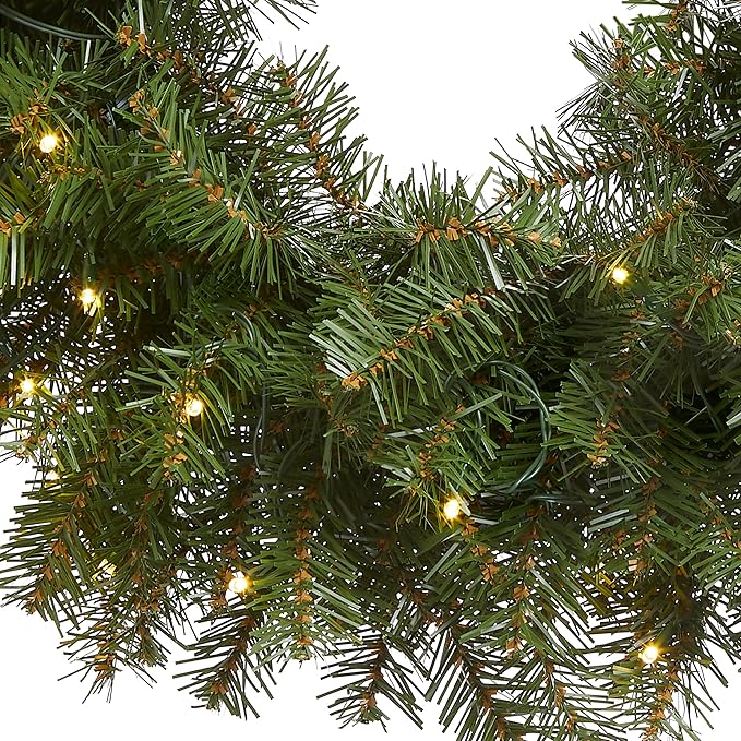 National Tree Company Pre-Lit Artificial Christmas Wreath, Green, Norwood Fir, White Lights, Christmas Collection, 30 Inches