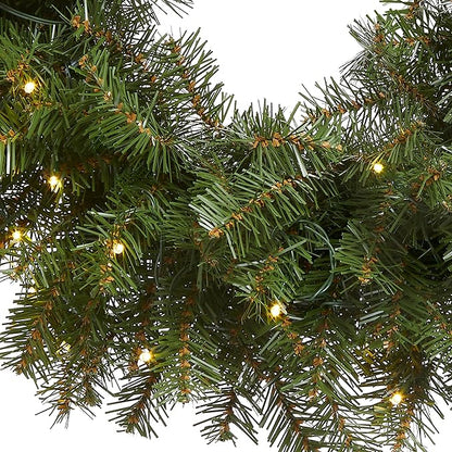 National Tree Company Pre-Lit Artificial Christmas Wreath, Green, Norwood Fir, White Lights, Christmas Collection, 24 Inches