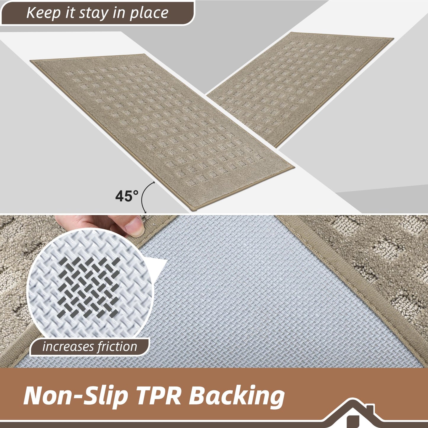 BEQHAUSE Dirt Trapper Door Mats 24"x36", Non-Slip Waffle Doormat Indoor Entrance Low-Profile, Dirt Resist and Absorbent Entryway Rugs Washable Inside Welcome Floor Mat for Front Back Door, Beige