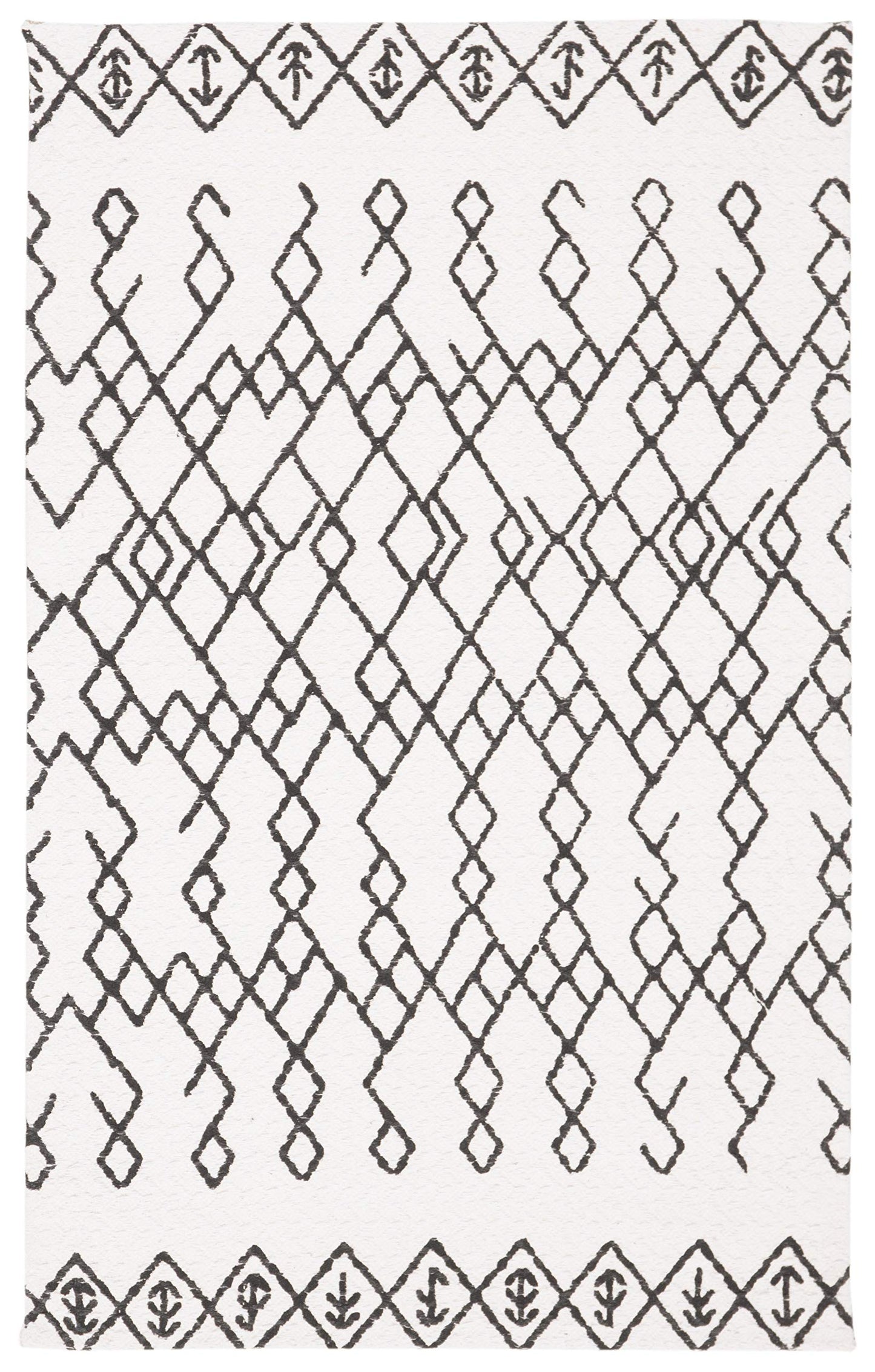 SAFAVIEH Cedar Brook Collection Accent Rug - 4' x 6', Ivory & Black, Handmade Moroccan Boho Cotton, Ideal for High Traffic Areas in Entryway, Living Room, Bedroom (CDR501E)