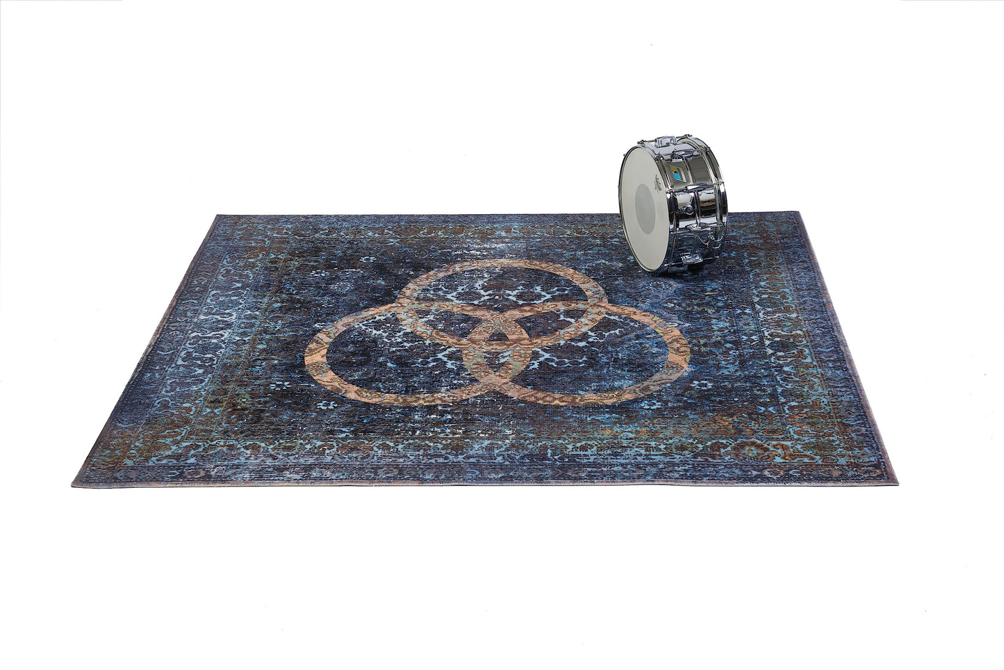 DRUMnBASE Vintage Persian Style Stage Rug | Non-Slip Waterproof Drum Mat | 6 FT x 5.25 FT Drum Carpet to Reduce Vibration for Drums, Amps, and Pedalboards | Durable Stage & Studio Mat