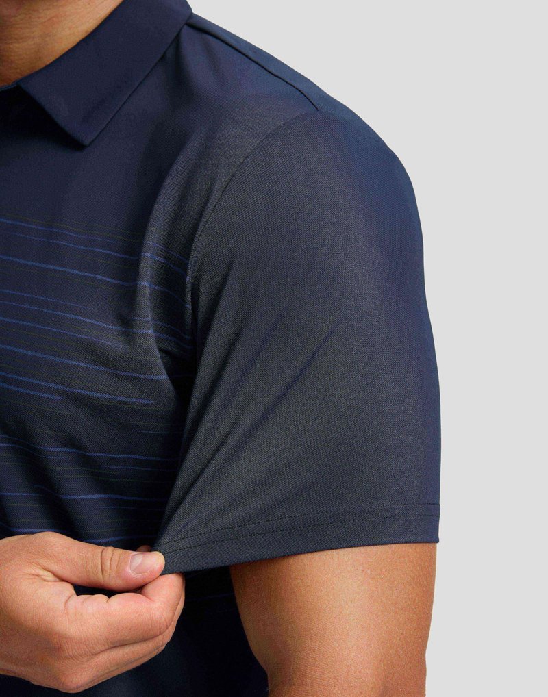 Men's Golf Shirts Dry Fit Moisture Wicking Performance Short Sleeve Collared Polo Shirts for Casual Tennis Bussiness (Navy Coloured Lines, XL)