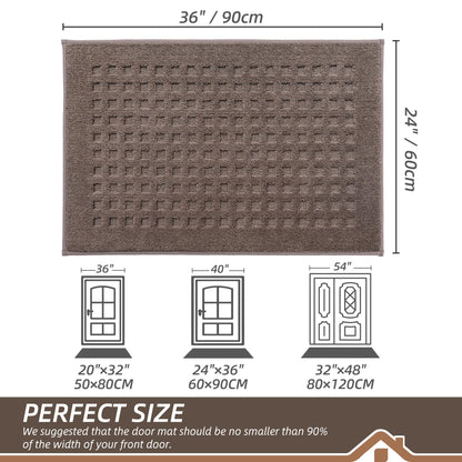 BEQHAUSE Dirt Trapper Door Mats 24"x36", Non-Slip Waffle Doormat Indoor Entrance Low-Profile, Dirt Resist and Absorbent Entryway Rugs Washable Inside Welcome Floor Mat for Front Back Door, Brown