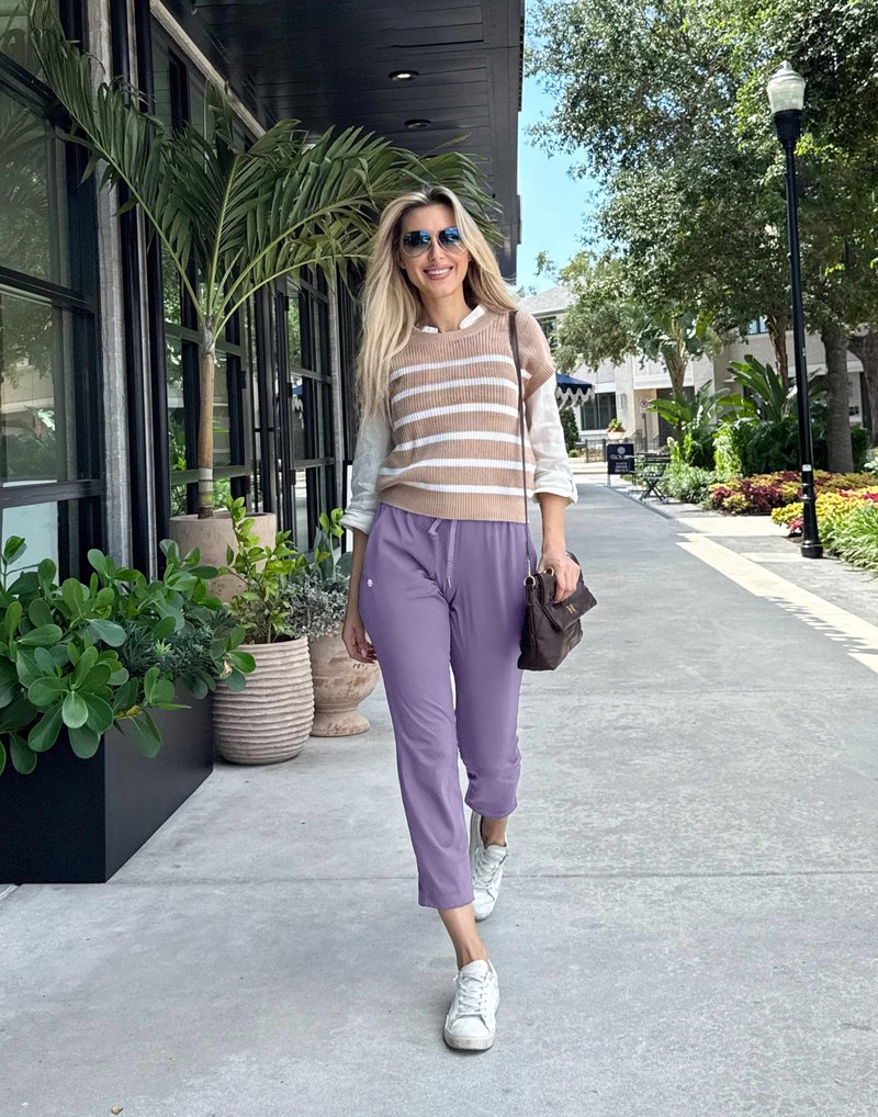 G Gradual Women's Pants with Deep Pockets 7/8 Stretch Sweatpants for Women Athletic, Golf, Lounge, Work (Purple, 3X-Large)