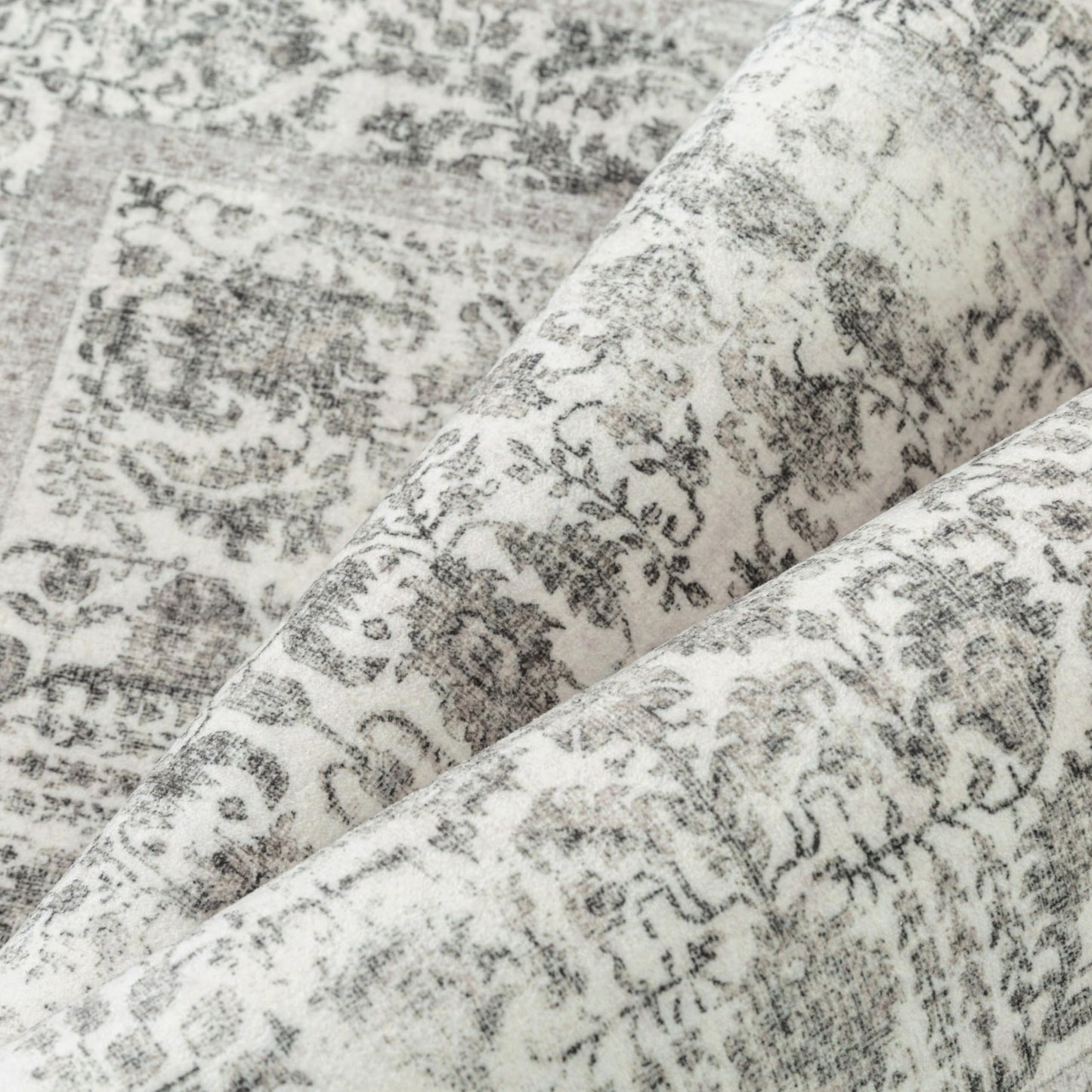 PureCozy Black Area Rug 5x7 Machine Washable Vintage Living Room Distressed Non Slip Carpet Traditional Indoor Bedroom Retro Floral Accent Throw Large Rug Office Kitchen Bathroom Dining Room