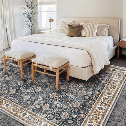 CHAMPLANT Washable Area Rug 8'x10' Retro Boho Design Non-Shedding Non-Slip Easy Care Ideal for High Traffic Areas in Living Room Bedroom Office Coffee Table Kitchen Large Carpet