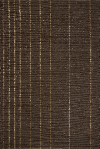 Loloi Leanne Ford Weatherstaff Collection WTS-01 Espresso/Natural 2'-6" x 7'-6" Runner Rug Jute, Striped, Neutral, Hallway, Kitchen, Mudroom, and Bathroom
