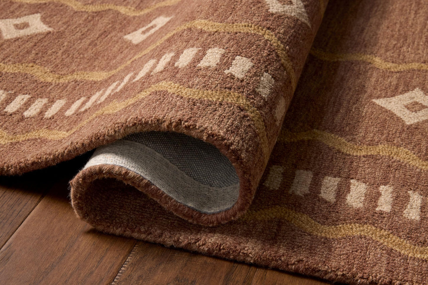 Loloi Chris Loves Julia Alfie Collection ALF-03 Clay/Spice 3'-6" x 5'-6" Accent Rug Wool Neutral Living Bedroom Dining Carpet