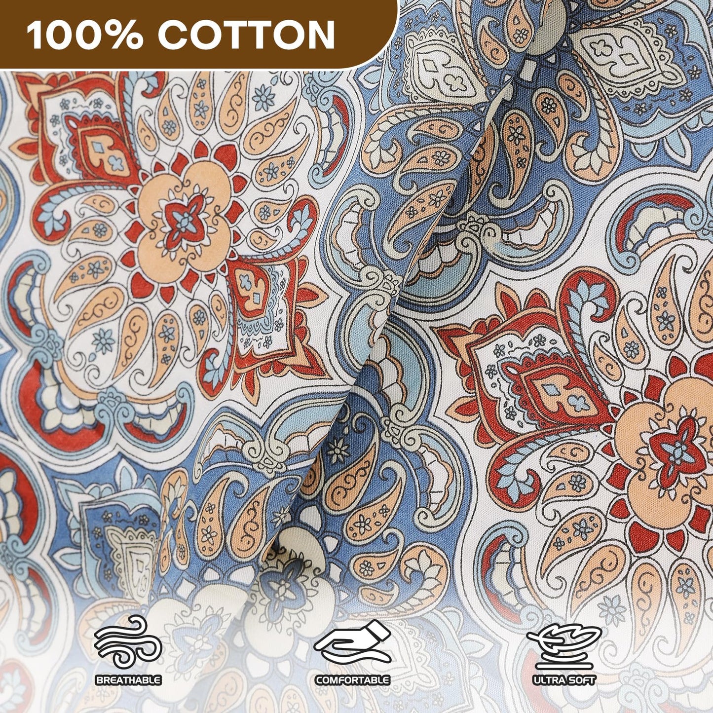 100% Cotton Floor Futon Mattress Cover (Only Cover), Soft Skin-Friendly Washable Zippered Futon Cover for Traditional Japanese Floor Futon Mattress, Tatami Mattress Dustproof Cover (Twin, Flower)