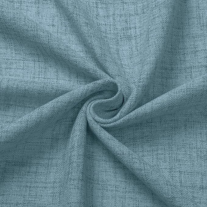 Tollpiz Linen Curtains Living Room Rod Pocket Semi Sheer Curtain Burlap Light Filtering Thick Linen Drapes for Bedroom, 38 x 63 inches Long, Dusty Blue, Set of 2 Panels
