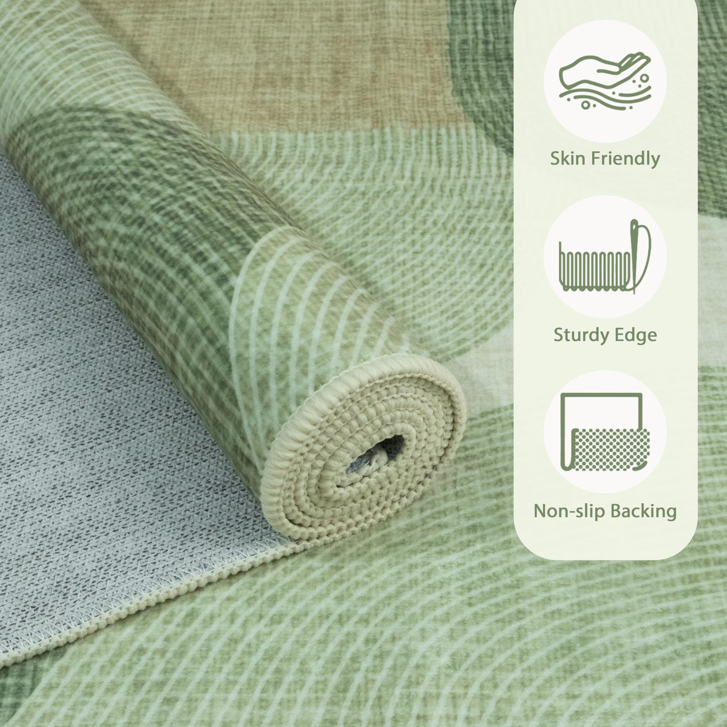 Castage Modern Rug 3x5 Washable Area Rugs for Bedroom Living Room Entryway Bedside,Small Boho Abstract Geometric Non Slip Carpet,Green