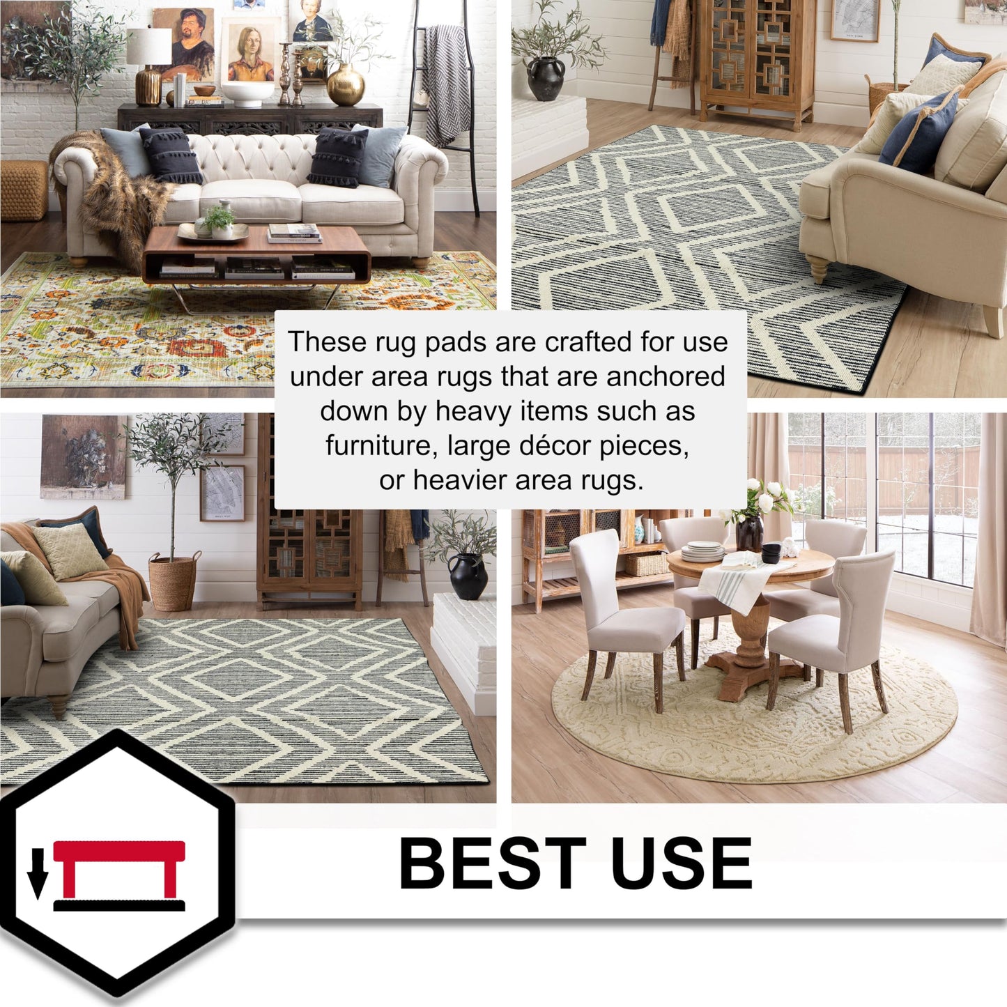 Mohawk Home Felt Rug Pad 4' x 6' - 1/4 Inch Thick Cushion for Area Rugs, Protective Underlay for Hardwood Floors, Comfort and Insulation – Felt Only Pad