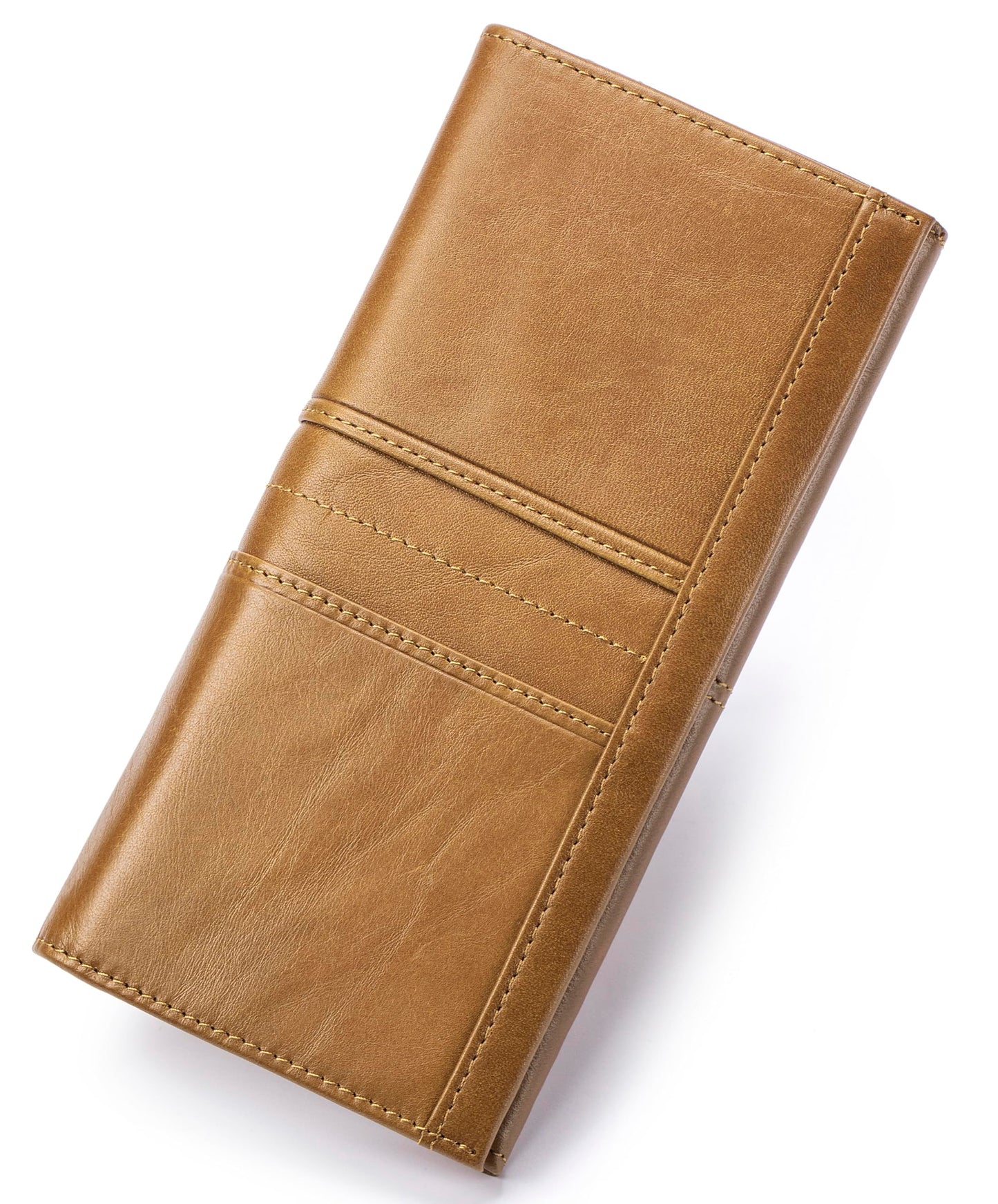 SCHLATUM Wallets for Women RFID Blocking Long Ladies Wallet Bifold Womens Leather Wallet with Coin Pocket ID Window, Brown