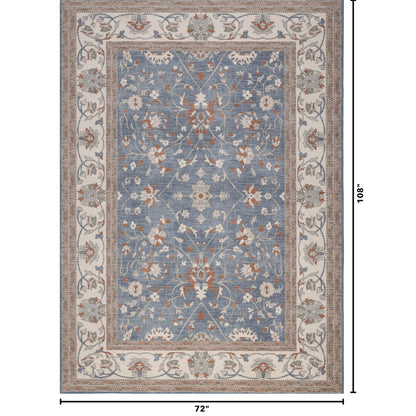 Kuden 6x9 Area Rug, Machine Washable Area Rug with Non-Slip Backing, Vintage Style, Soft, Easy Clean, Low Pile Rug for Living Room, Bedroom, Dining Room