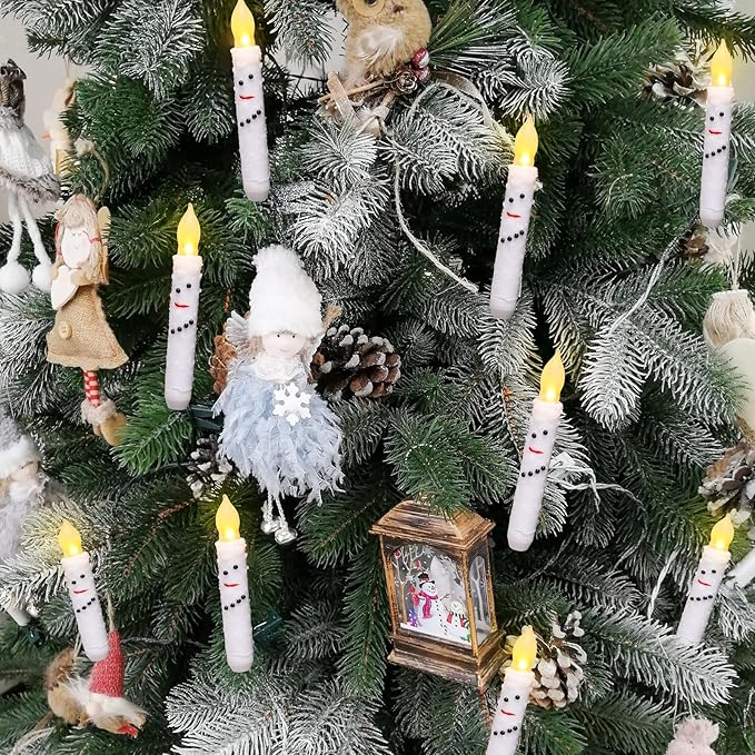 Baquler 6 Pcs Christmas Snowman Flameless Candles 6.5 Inch Short Winter Taper Candles Battery Operated LED Candlesticks for Christmas Party Table Centerpieces Xmas Winter Home Decorations