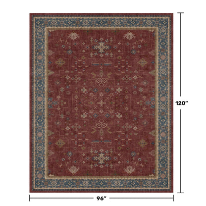 Hazo Haus Oriental 8x10 Large Area Rugs for Living Room - Burgundy Rug for Bedroom Under Bed, Dining Room Under Kitchen Table, Washable Soft Non Slip Unique Indoor Décor