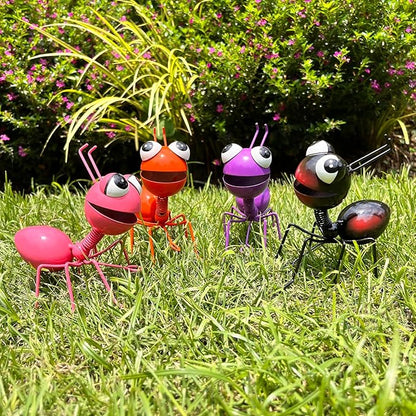Metal Yard Art Garden Decor for Outside Cute Ants Yard Decorations Outdoor Lawn Ornaments Backyard Gifts for Mom - Set of 4