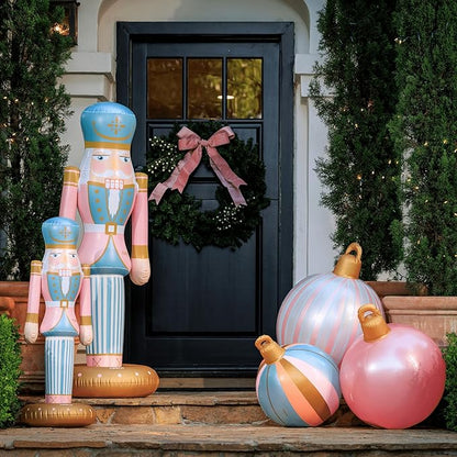 FUNBOY Giant Inflatable Light-Up Classic Pink Christmas Ornaments, 3 Giant Sizes 24'', 22'' and 16.5'' Indoor/Outdoor (3 Pack)