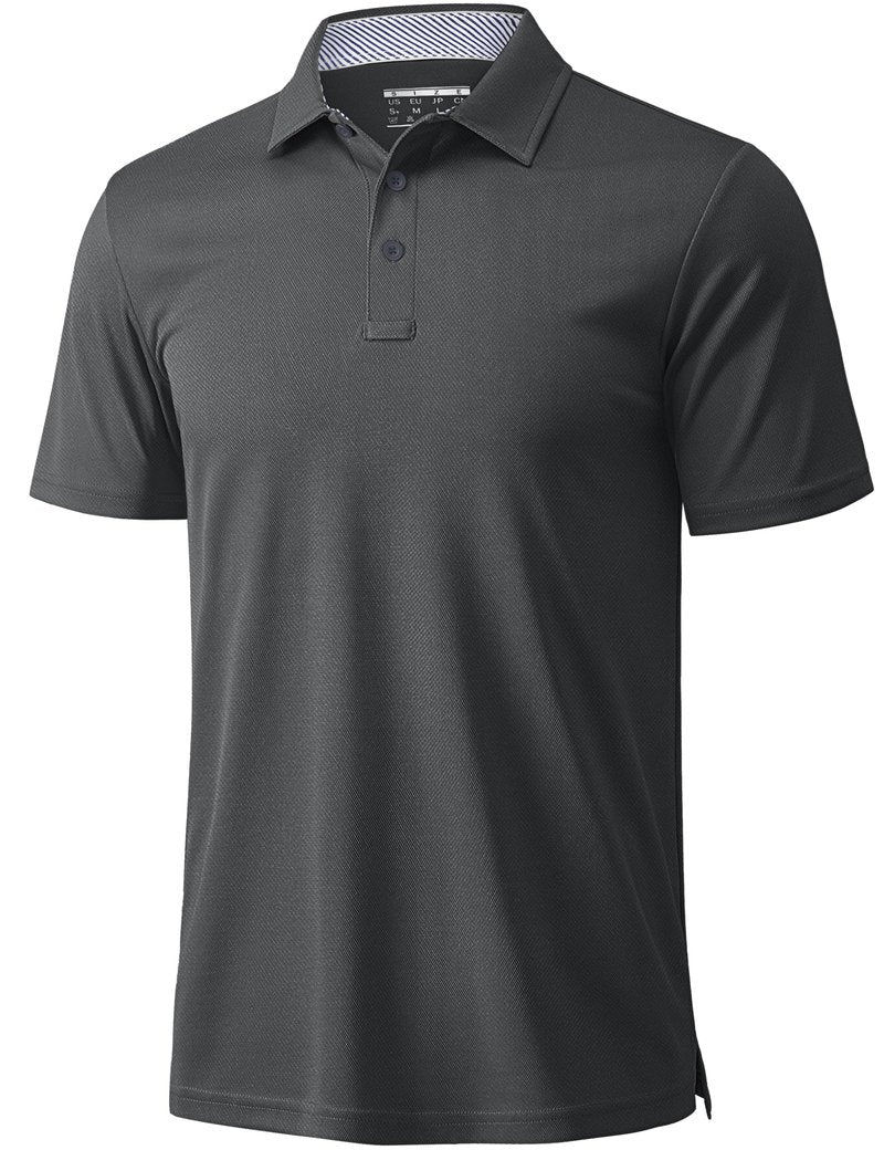 MAGCOMSEN Men's Polo Shirts Short Sleeve Moisture Wicking Quick Dry Collared Shirt Polyester Performance Athletic Golf Polos Darkgrey