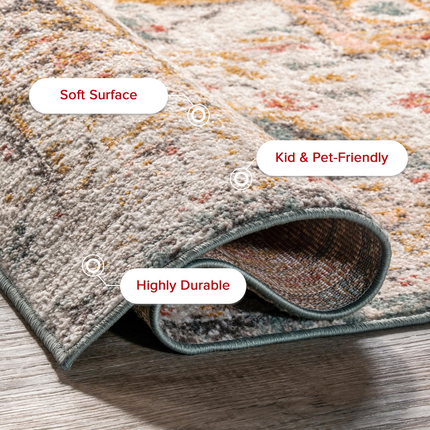 nuLOOM Performance Oriental Style Area Rug, Vintage Design, Durable, Easy to Clean, Justine Beige, 8' x 10'