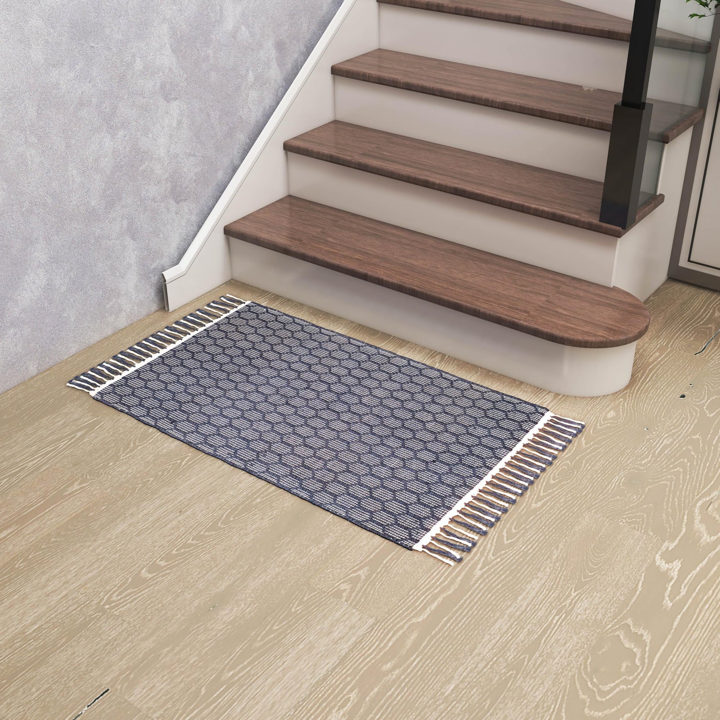 Eco Crave Handcrafted Front Door Mats 2x3 ft Natural Jute Cotton Indoor Welcome Mat, Durable Low Profile Farmhouse Entryway Rug, Perfect for Bedroom, Bathroom, Porch, Patio, Kitchen Entry, Black/White
