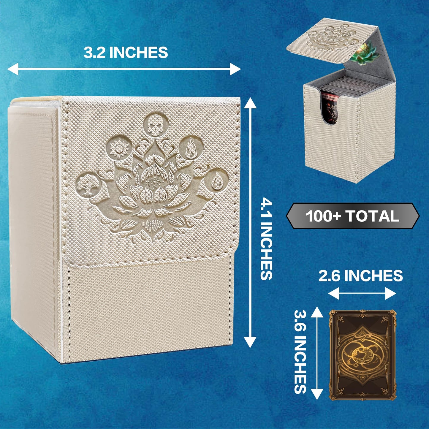 PROMAXIBINDER MTG Commander Deck Box - Fits 100+ Cards, Strong Magnet Closure, PU Leather Magic Gathering Deck Box for TCG, CCG, MTG Cards (Grey)