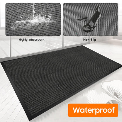 3x10FT Commercial Indoor Outdoor Door Mat Heavy Duty Front Door Mat Ultra Absorbent Muddy Dirt Resist Welcome Door Mats Rubber Backing Non Slip Doormat for Entryway High Traffic Area(Black)