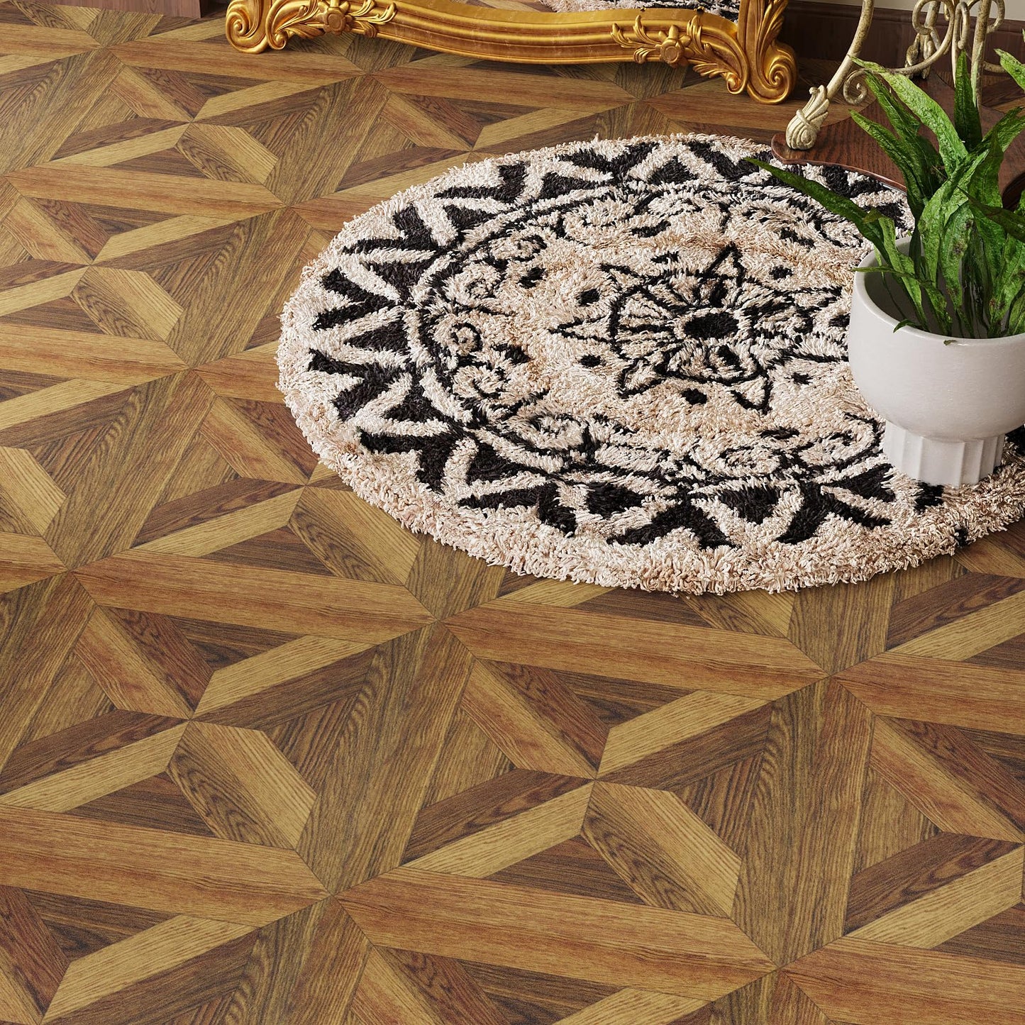 VEELIKE Peel and Stick Vinyl Flooring Roll Waterproof Self Adhesive Wood Grain Parquet Peel and Stick Floor Tile 12''x59'' Vinyl Sheet Linoleum Flooring Roll for Kitchen Bathroom Bedroom Living Room