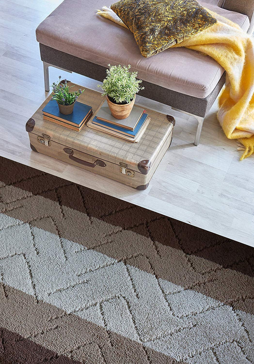 BestHomeCustom Custom Size Hallway Runner Rug Brown-Beige Color 31 inch Wide Select Your Length Non-Slip (Skid Resistance) Rubber Backing 6 feet x 31 inch