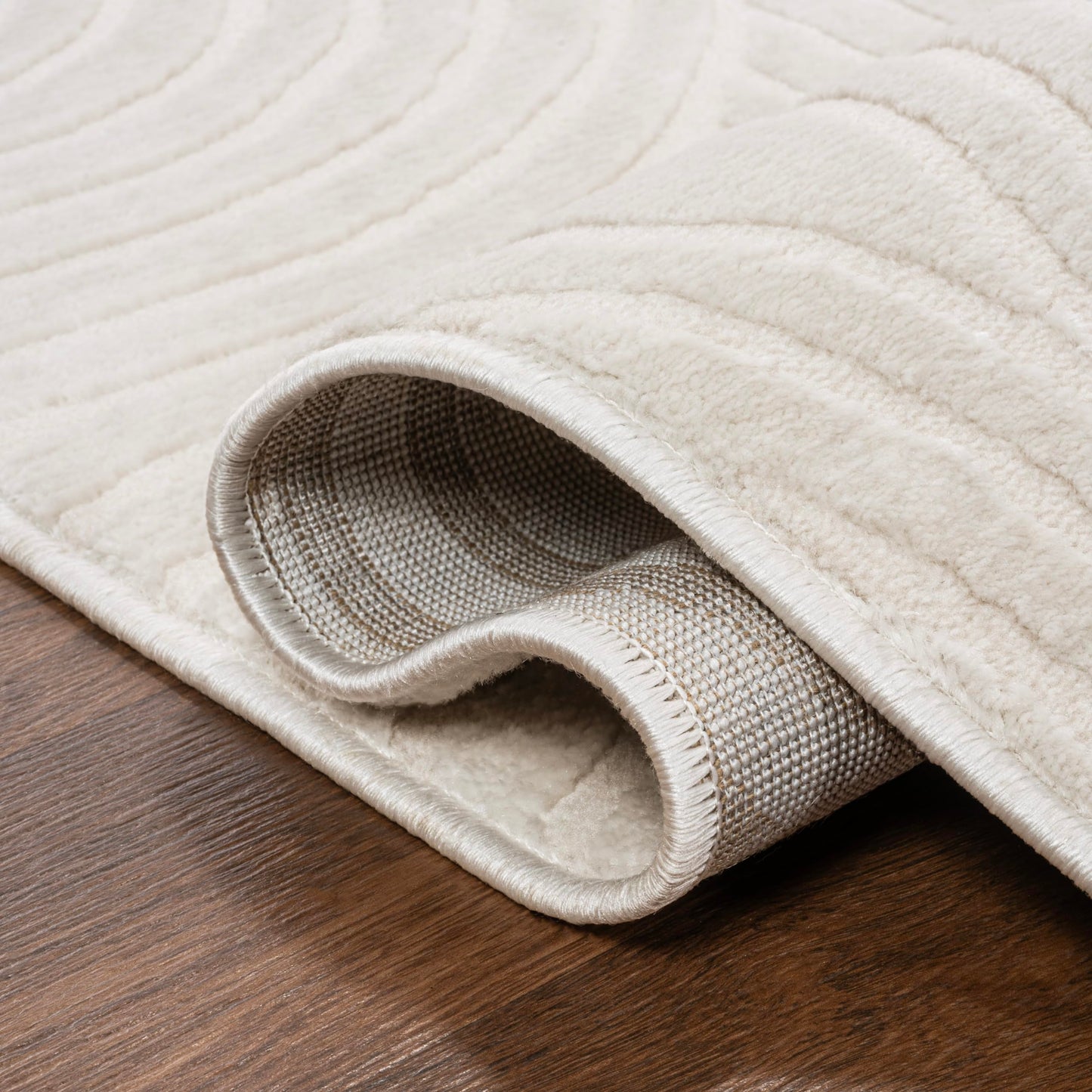JONATHAN Y Art Deco Striped Arches Runner Rug 2X8 White/Cream, Ariana MidCentury High-Low Two-Tone for Living Room, Bedroom, Kitchen, Easy-Cleaning, Pet-Friendly, Non-Shedding SND100B-28