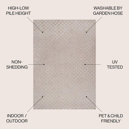 JONATHAN Y Mini-Diamond Trellis Indoor Outdoor Area Rug 8X10 Beige, Rabat High-Low Pile for Backyard, Patio, Porch, Easy-Cleaning, High Traffic, Pet-Friendly, Non-Shedding (SBH101A-8)