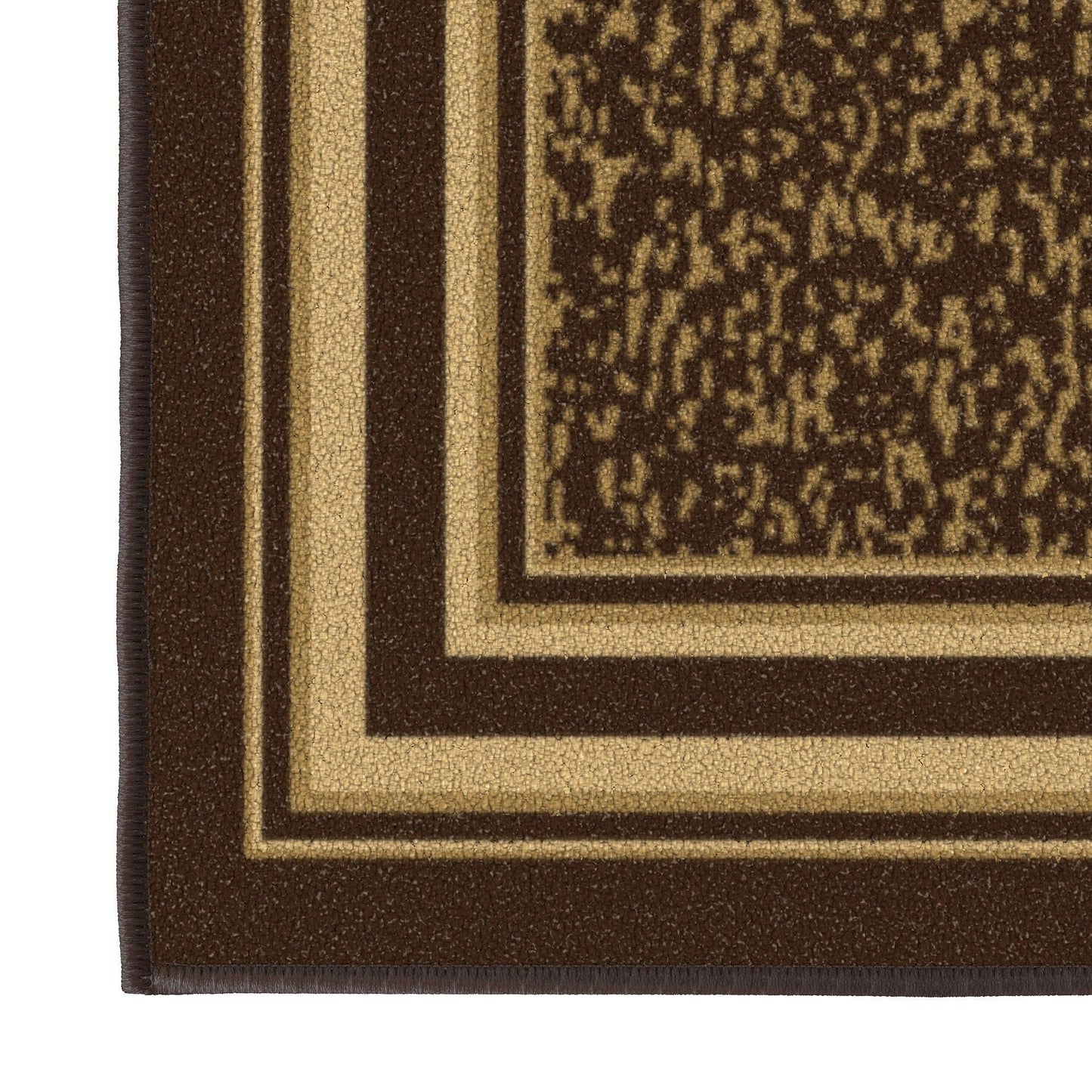 Ottomanson Runner Rug 1'10" x 6' – Non Slip Rubber Backed Kitchen Rug for Sink Area, Hallway Carpet Runner, Low Pile Indoor Runner Rug for Laundry Room and Entryway, Border Brown