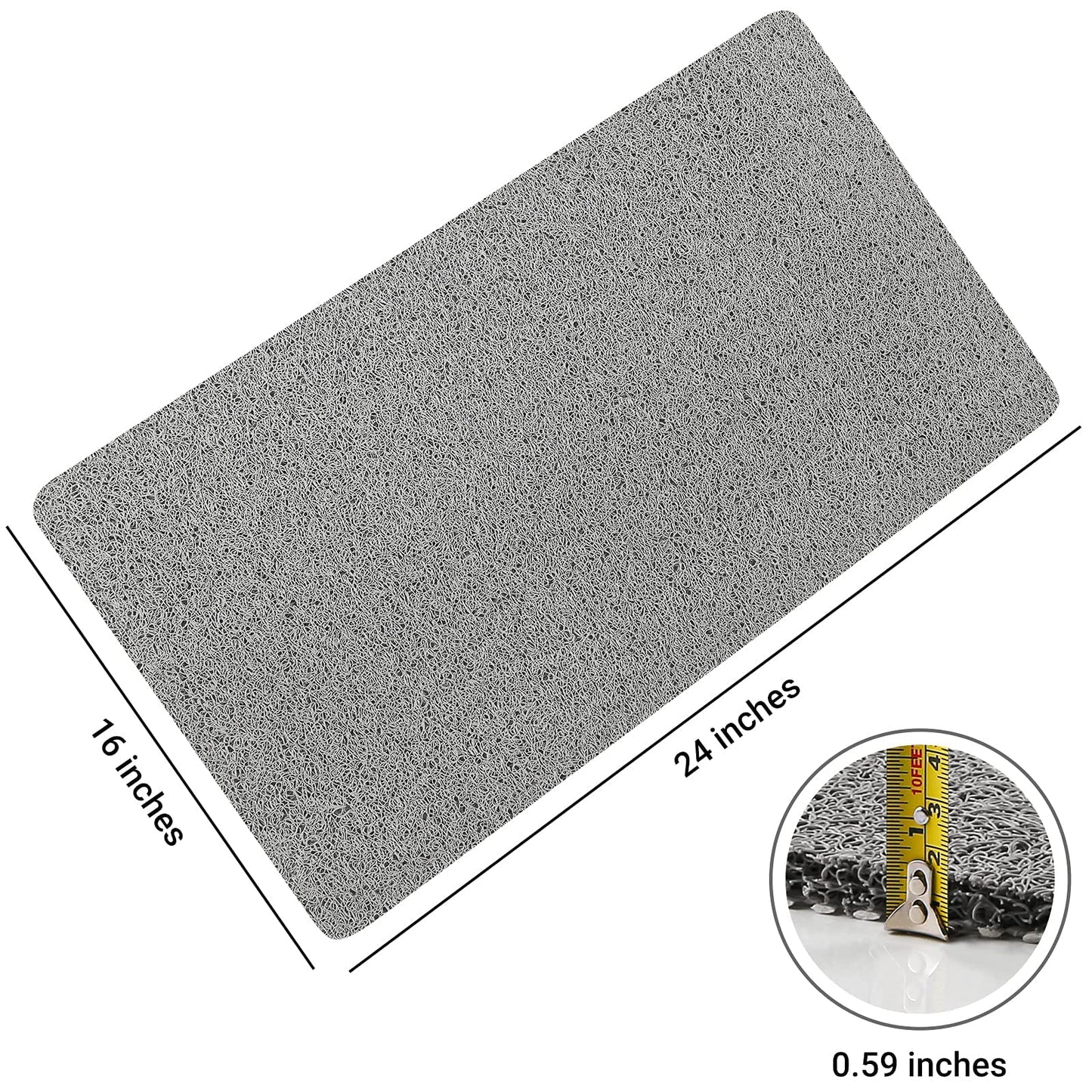 LuxStep Shower Mat Bathtub Mat,24x16 inch, Non-Slip Bath Mat with Drain, Quick Drying PVC Loofah Bathmat for Tub,Shower,Bathroom (Phthalate Free,Grey)