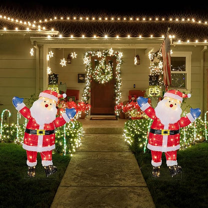 Shintenchi 3ft Lighted Christmas Santa Claus, Outdoor Pop-up Holiday Decoration with 80 LED Lights, 3D Pre-Lit Light-Up Decor for Yard, Garden, Lawn & Patio