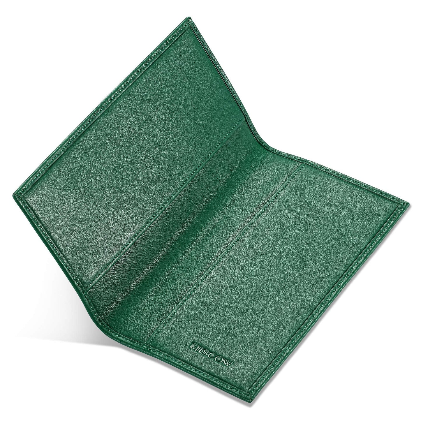 HISCOW Minimalist Checkbook Cover - Full Grain Leather (Premium Green)