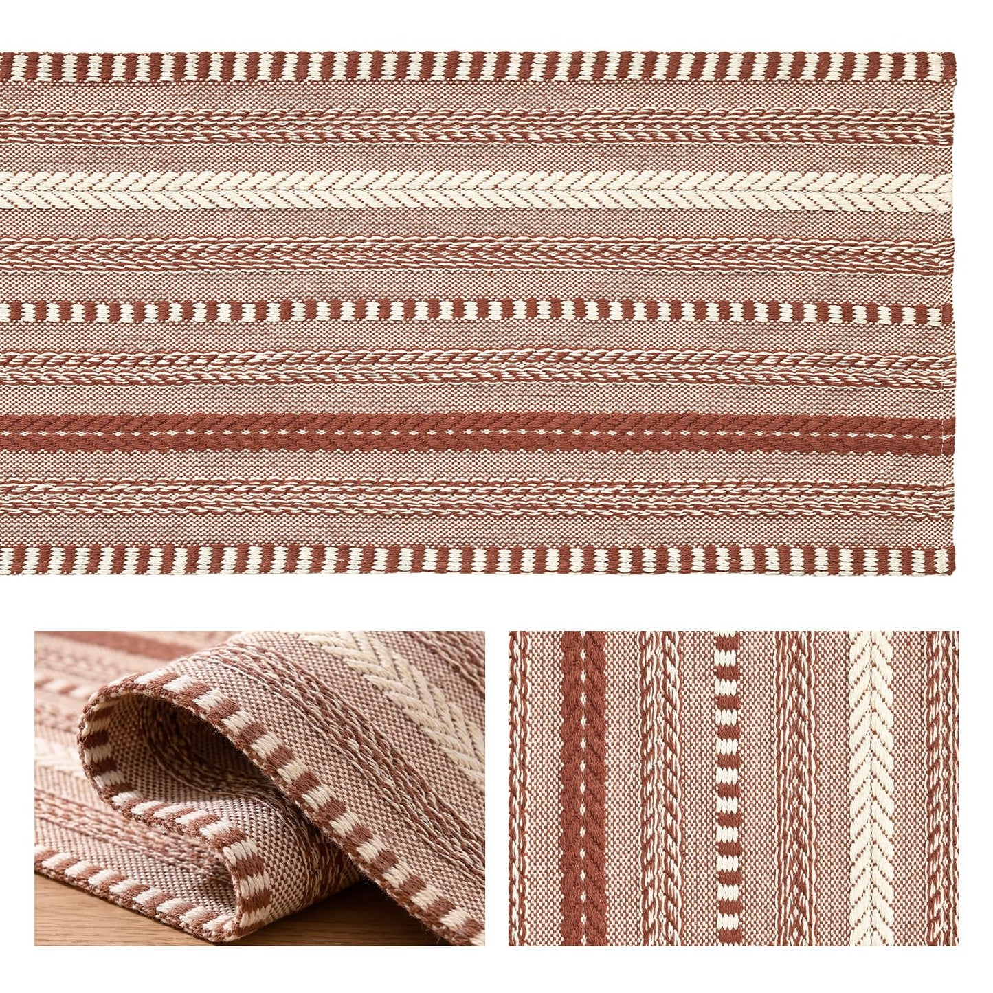 Artoid Mode Caramel Farmhouse Woven Table Runner, Seasonal Holiday Rustic Kitchen Dining Table Decoration for Home Party Decor 12x72 Inch
