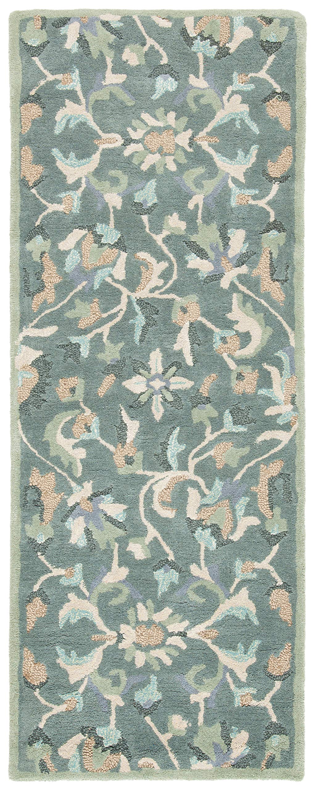 SAFAVIEH Jardin Collection Runner Rug - 2'3" x 6', Grey & Multi, Handmade Floral Wool, Ideal for High Traffic Areas in Living Room, Bedroom (JAR461A)