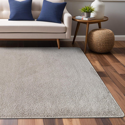 Luul Home Non Slip Solid Area Rug Gray 5x7 Rubber Back Soft Rugs for Living Room Kitchen Bedroom and Hallway Stain Resistant Washable Easy Cleaning Non Shedding Carpet Gray 5 x 7