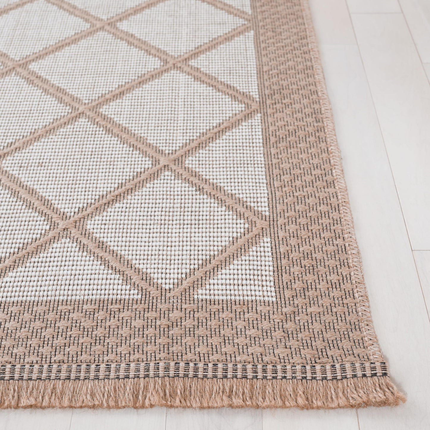 Safavieh Area Rug 8x10 - Aspect Collection - Large - Ivory & Natural, Jute & Cotton, Trellis Pattern, Ideal for Living Room, Bedroom, Office, Dining Space (APE454A)