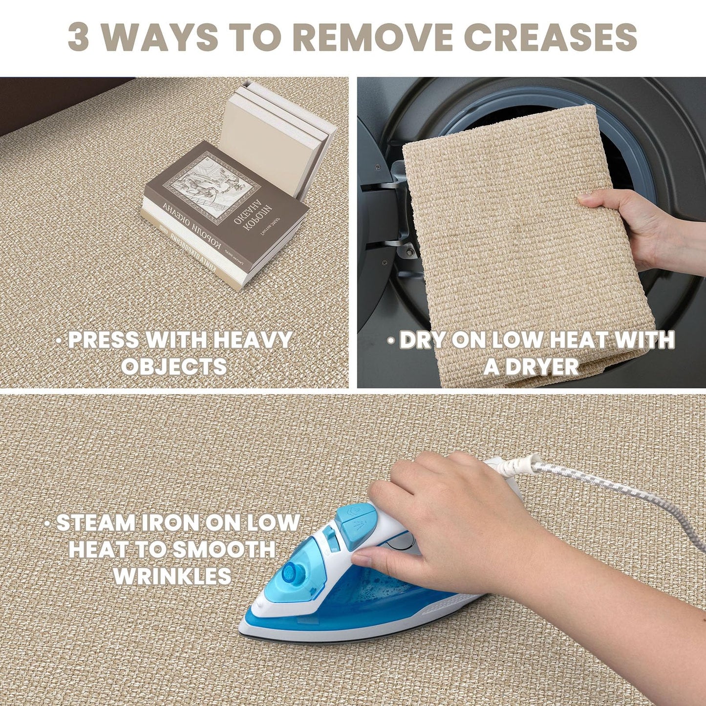 EARTHALL Washable Area Rug 3x5 Ft Non Slip Rugs for Entryway, Braided Rubber Backed Throw Rugs Door Mat Indoor Outdoor Entrance, Cotton Woven Carpet for Kitchen Foyer Front Door, Send/Beige