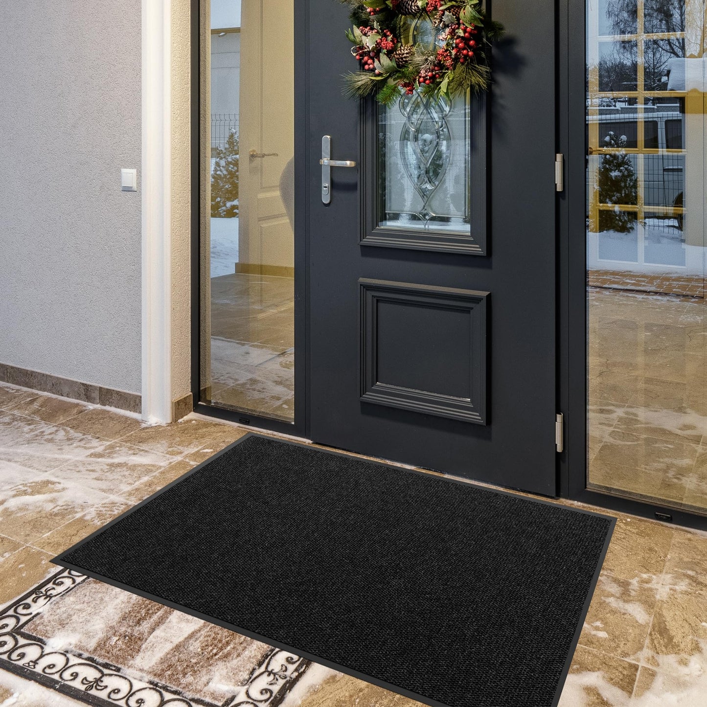 3′ x 5′ Front Doormat Indoor Outdoor Entrance, Commercial Door Mat Heavy Duty Trap Dirt and Moisture Entryway Floor mat, Custom Size Non Slip Rubber Backing Welcome Mat for High Traffic Area