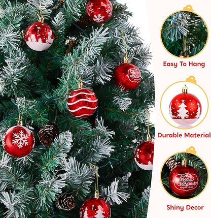Joiedomi 24 Pcs 2.3” Red & White Christmas Ball Ornaments, Shatterproof Plastic Christmas Tree Ornaments, Hanging Decor for Wreath Garland Party Weddings Holidays
